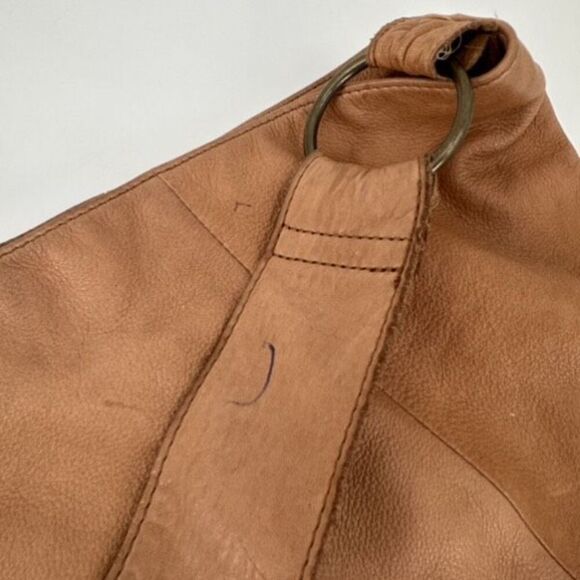 Vintage Y2K Old Navy Leather Large Tan Satchel hobo Bag Purse Single Strap Boho - Picture 3 of 13